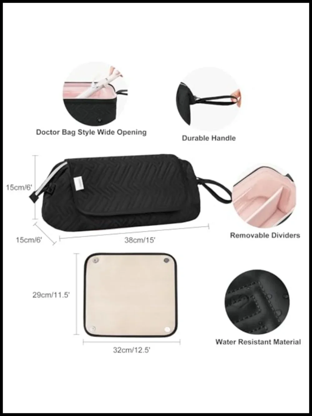 Heat Resistant Hair Tools Travel Bag with Mat for Straightener, Curling Iron,